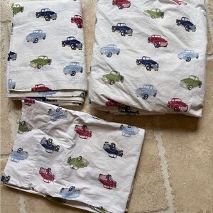 Twin Pottery Barn Kids Car automobile Print sheets set